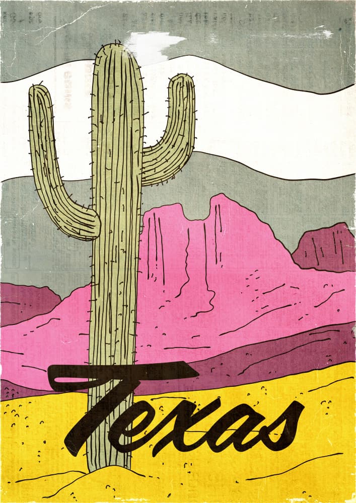 Retro Texas Desert by Nicholas — canvas wall art