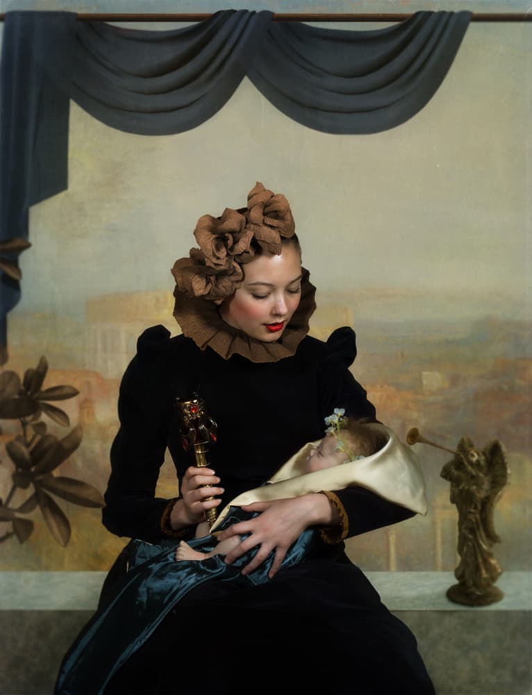 Regal Woman and Child by Svetlana Melik-Nubarova — canvas wall art