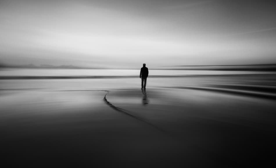 Solitary Man on Beach by Santiago Pascual Buye — canvas wall art
