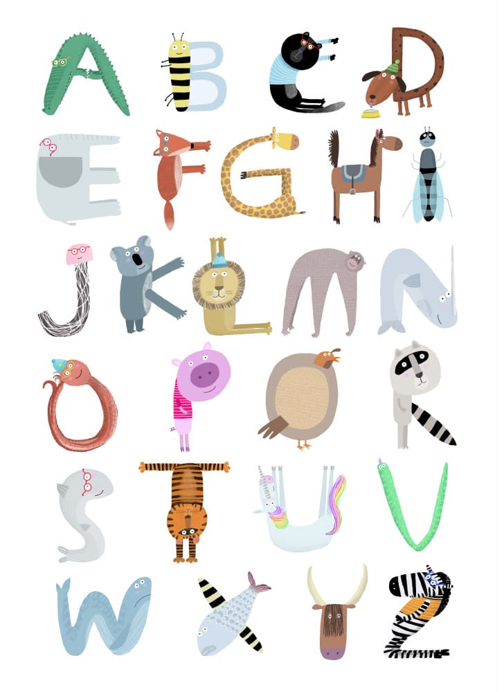 Whimsical Animal Alphabet by Carla Daly — canvas wall art