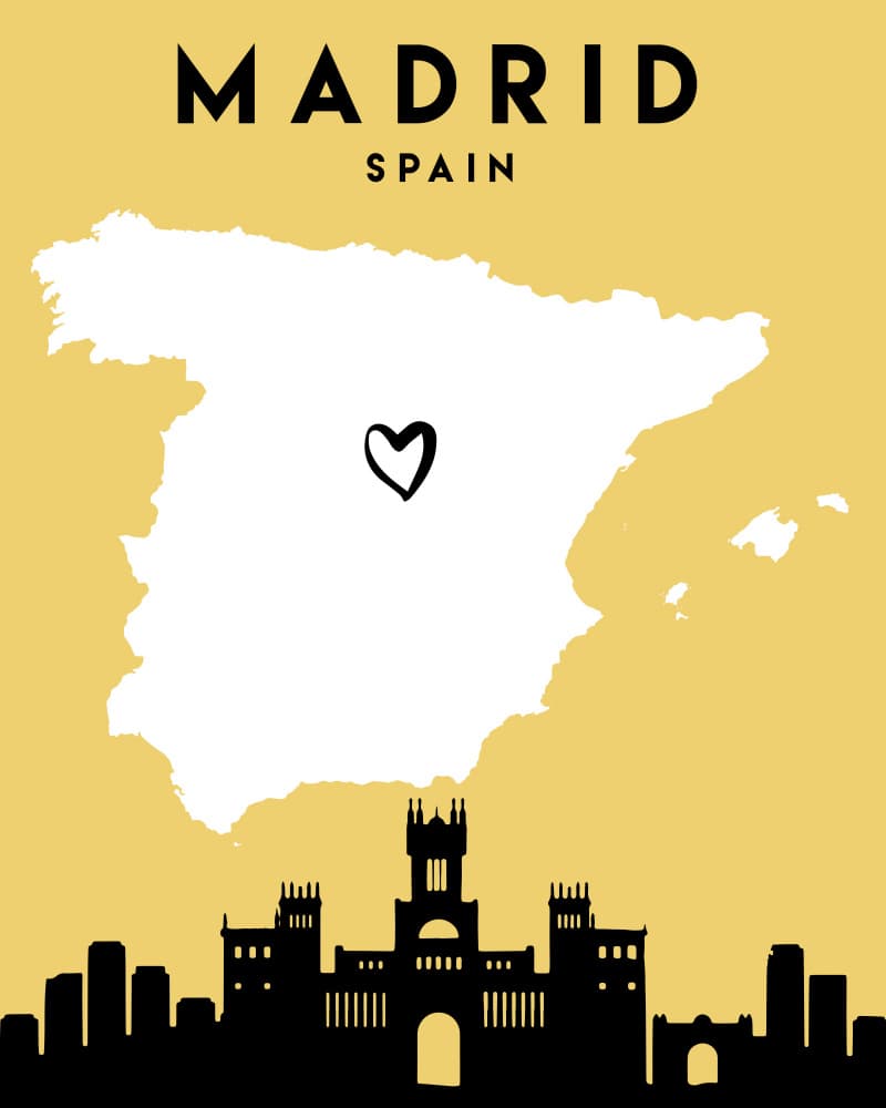 Madrid Spain Heart Map by Emiliano Deificus — canvas wall art