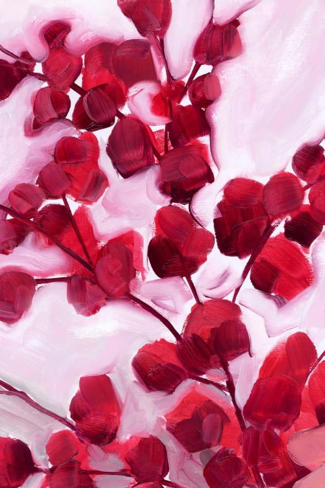 Vibrant Red Botanicals by Rosana Laiz Blursbyai — canvas wall art
