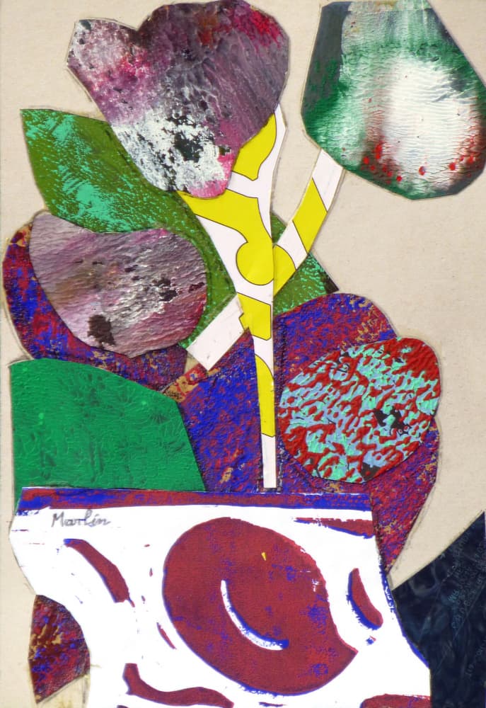 Vibrant Collage Plant by Pascal Marlin — canvas wall art