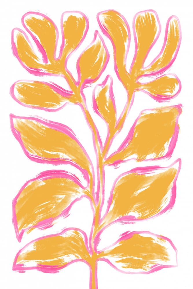 Pink Yellow Botanical Abstraction by Martina — canvas wall art