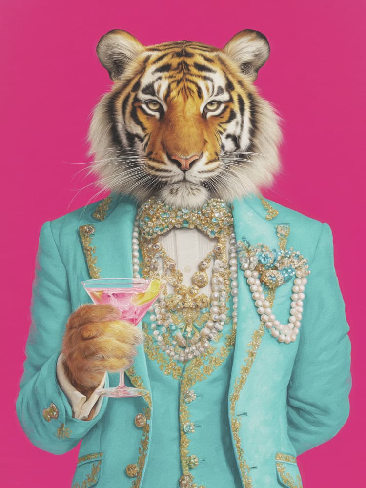 Cocktail Tiger by Andreas Magnusson — canvas wall art