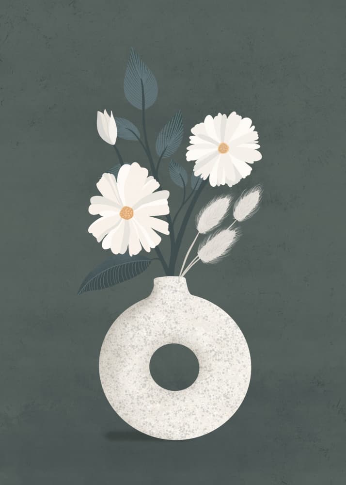 Elegant White Flowers Vase by Katarzyna Gąsiorowska — canvas wall art