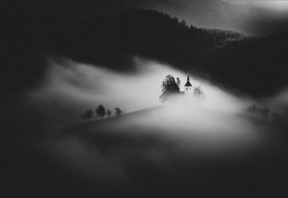Church In Morning Mist by Gu and Hongchao — canvas wall art