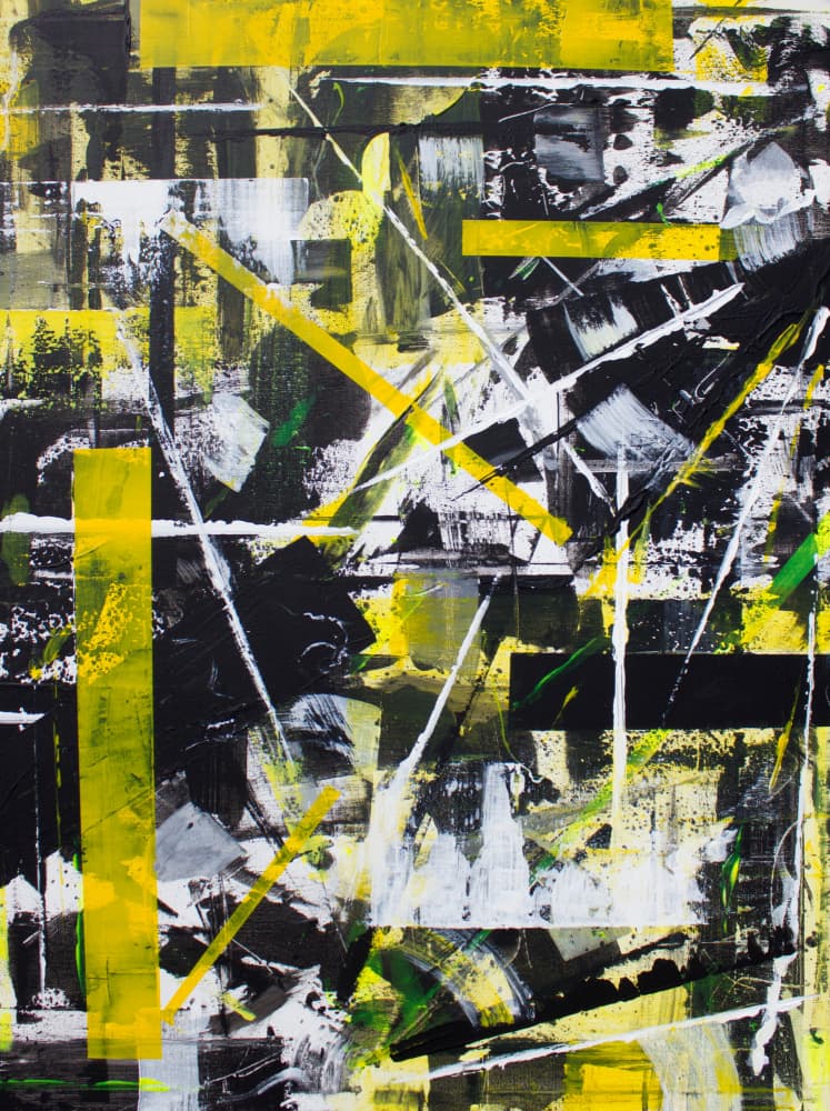 Dynamic Yellow Black Abstract by Marloes Aerts — canvas wall art