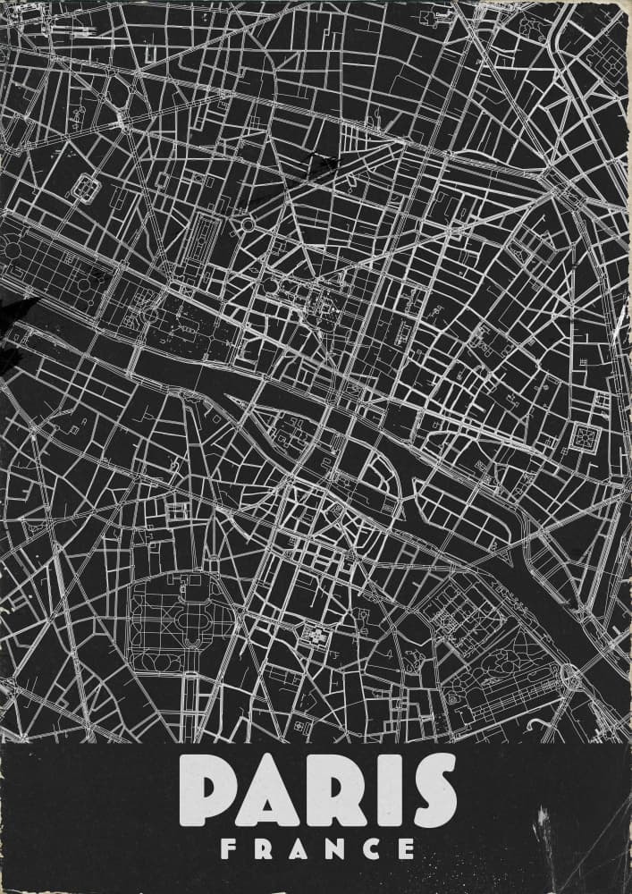 Vintage Paris City Map by Nicholas — canvas wall art