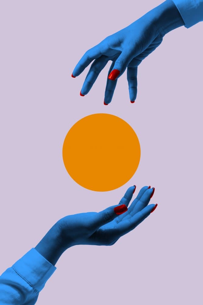 Vibrant Hands Orange Circle by Pictufy Studio III — canvas wall art