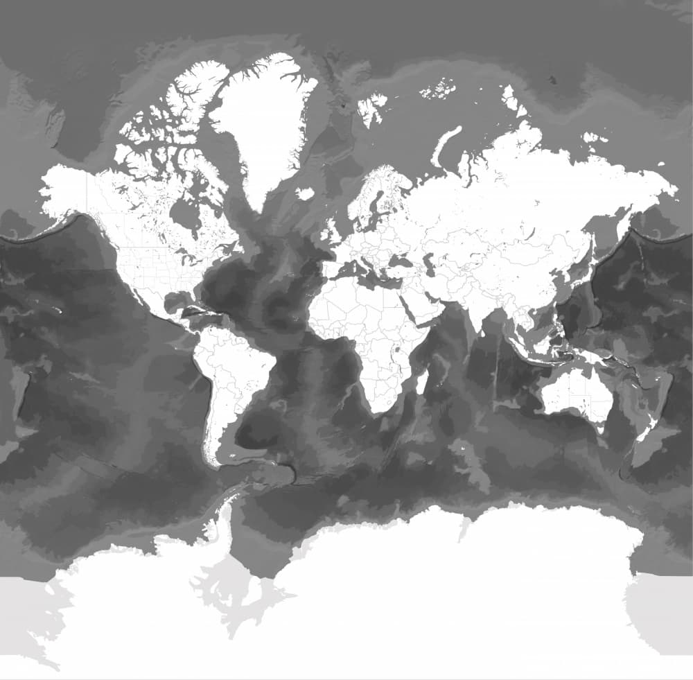 Detailed World Ocean Map by Rosana Laiz Blursbyai — canvas wall art