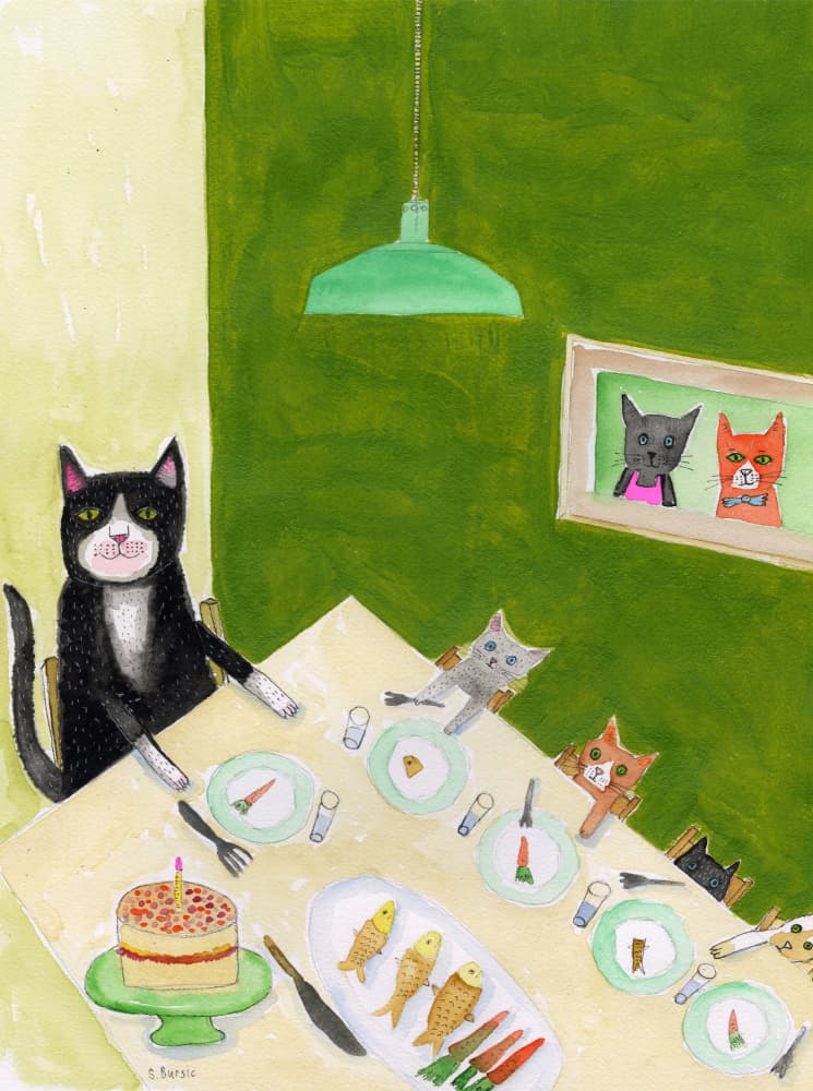Cats' Birthday Dinner by Sharyn Bursic — canvas wall art