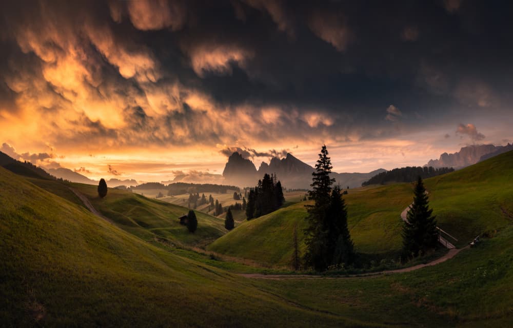 Alpine Valley Golden Sunset by Karol Nienartowicz — canvas wall art