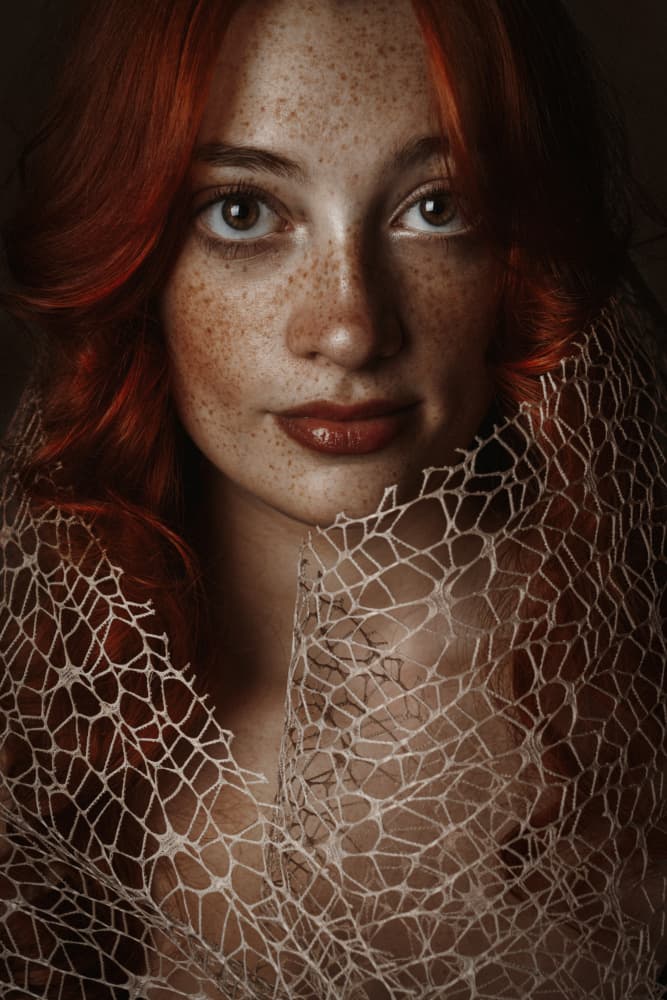 Mysterious Freckled Redhead by Sima Bivolarska — canvas wall art