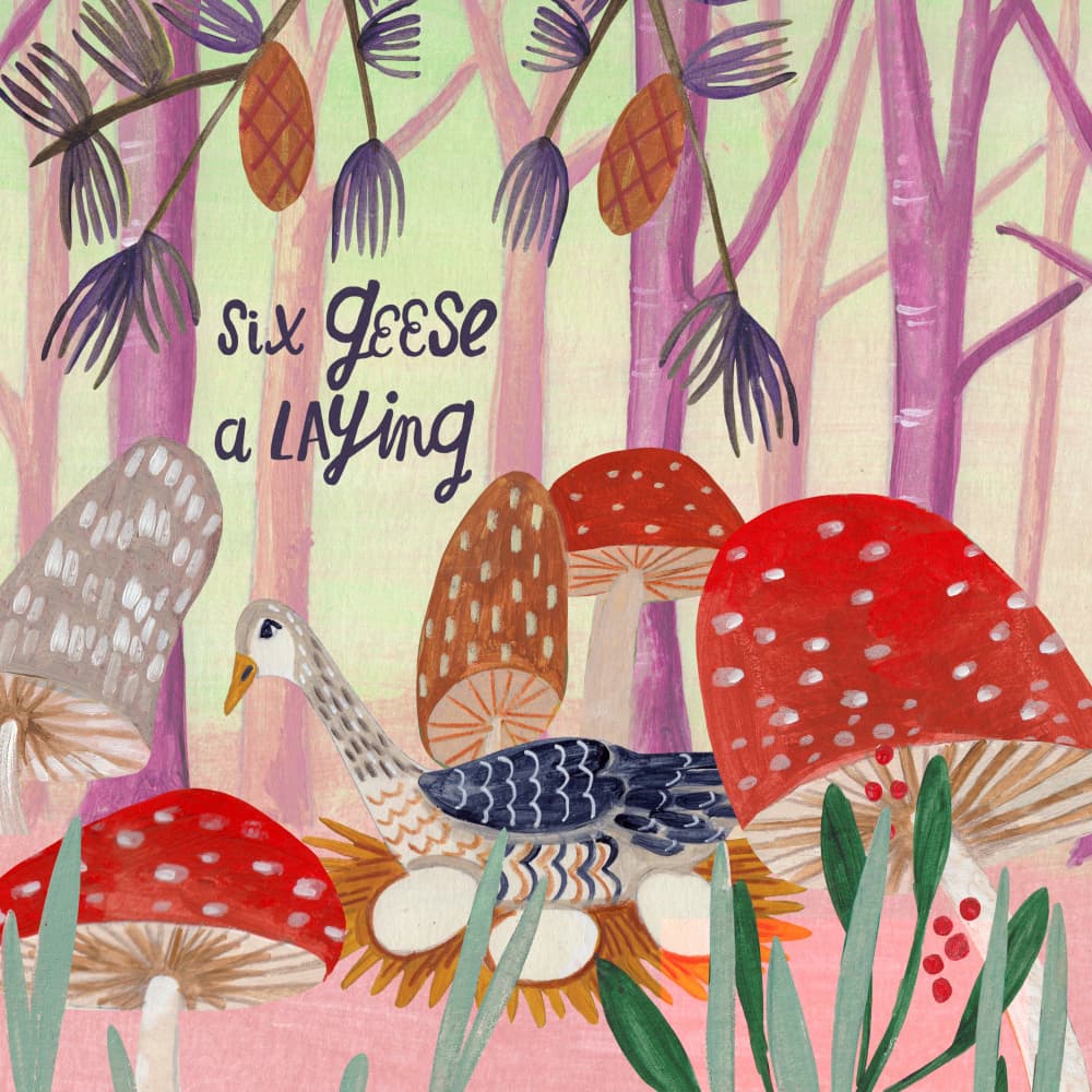 Six Geese a Laying by Caroline Bonne Müller — canvas wall art