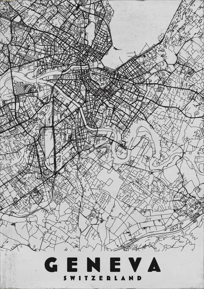 Geneva Switzerland Street Map by Nicholas — canvas wall art