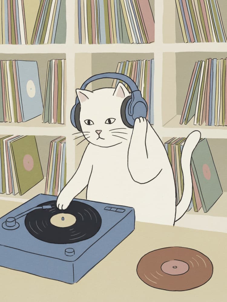 Chill Cat DJ by Andreas Magnusson — canvas wall art