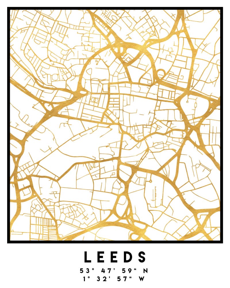 Leeds Gold City Map by Emiliano Deificus — canvas wall art