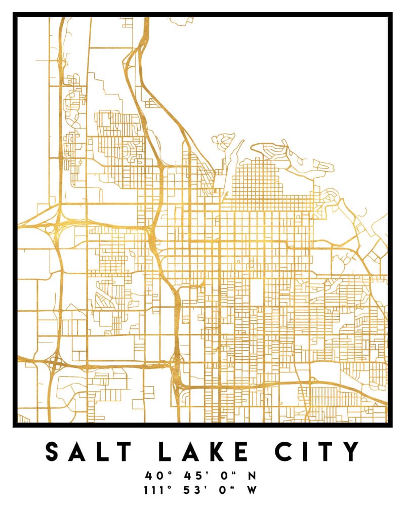 Golden Salt Lake City Map by Emiliano Deificus — canvas wall art