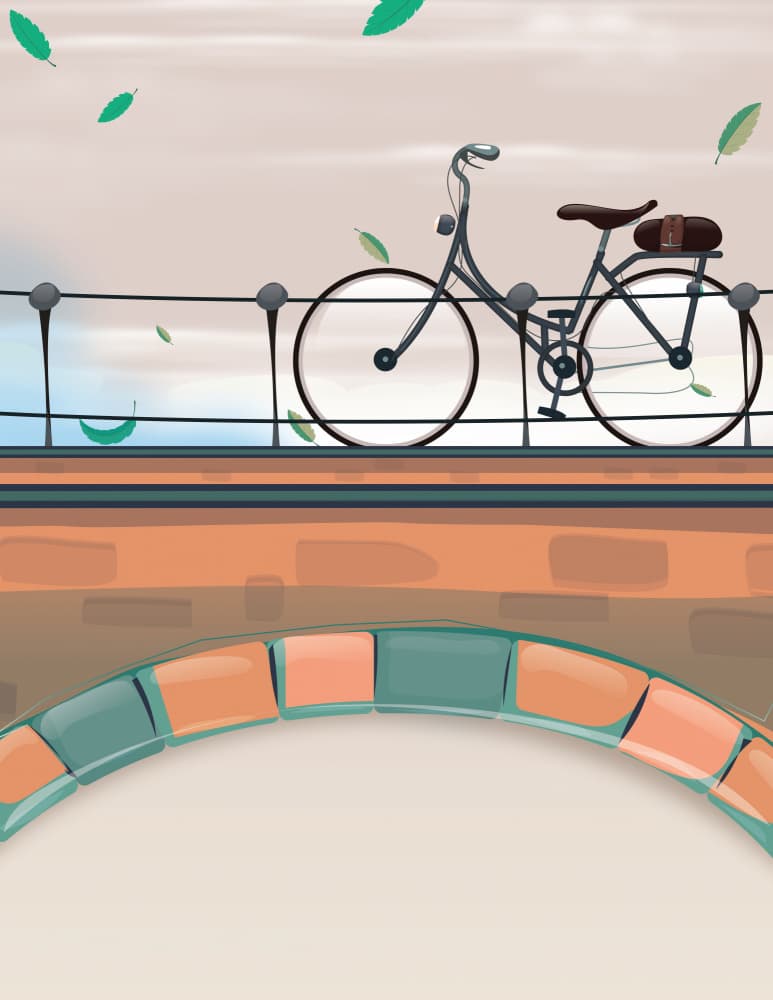 Autumn Bicycle Bridge by Nicholas — canvas wall art