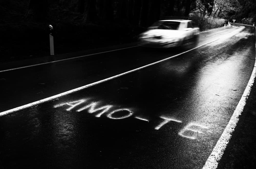 Blurred Road Love Message by Rui Caria — canvas wall art