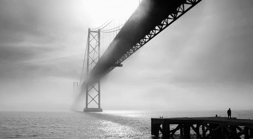Misty Bridge Solitude by Ezequiel59 — canvas wall art