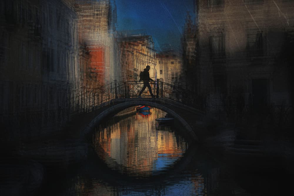 Moody Bridge Reflections by Damijan Sedevcic — canvas wall art