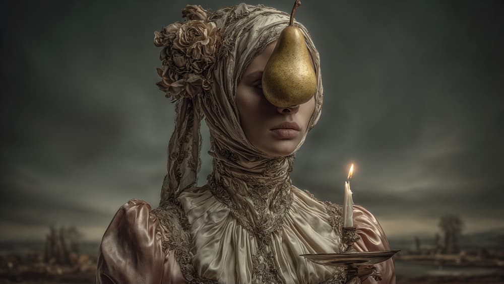 Mysterious Pear Candle by DDiArte — canvas wall art