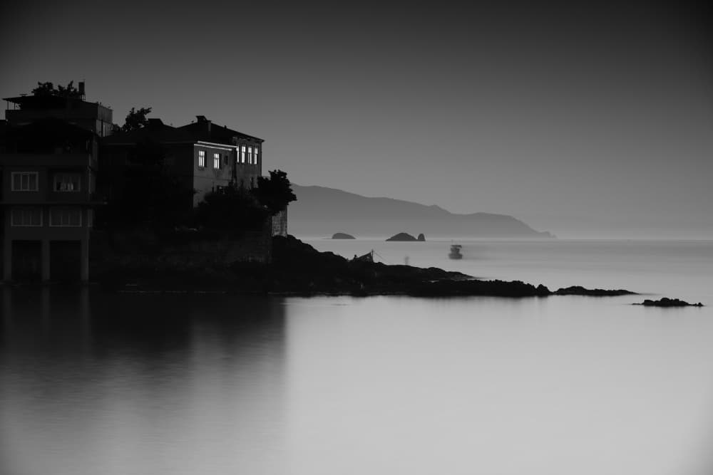 Serene Coastal Houses by Mehmet inal — canvas wall art