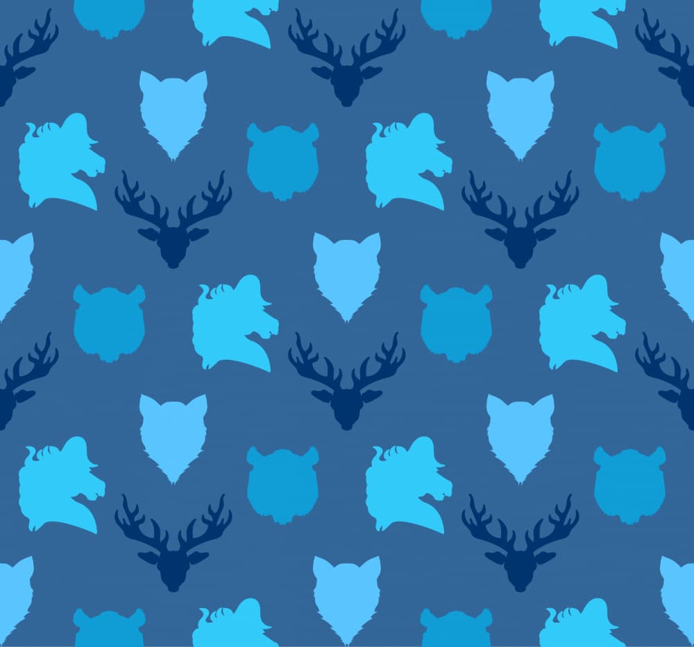 Blue Forest Animals by Marika Barsrsind — canvas wall art