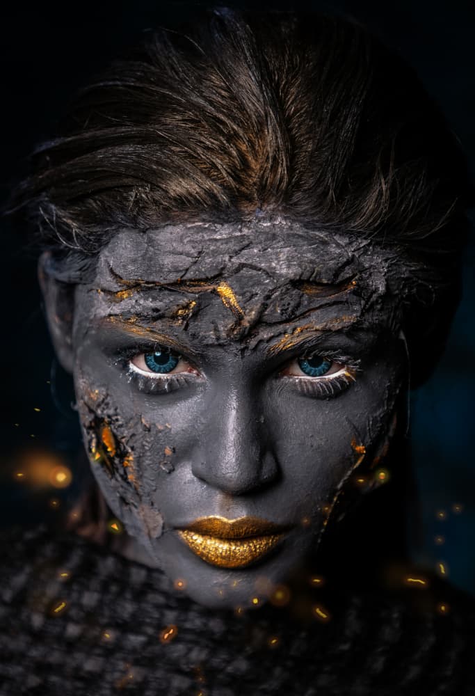 Golden Cracked Face by Dipankar Paul — canvas wall art