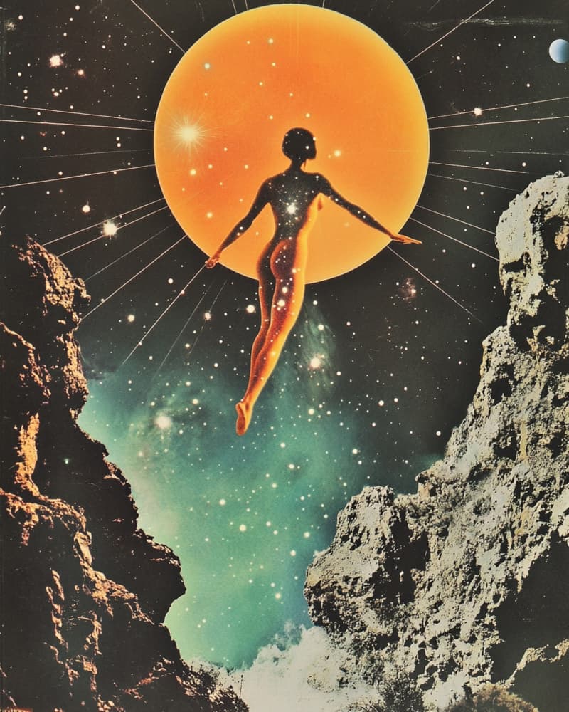 Floating Woman Cosmic Sun by Samantha Hearn — canvas wall art