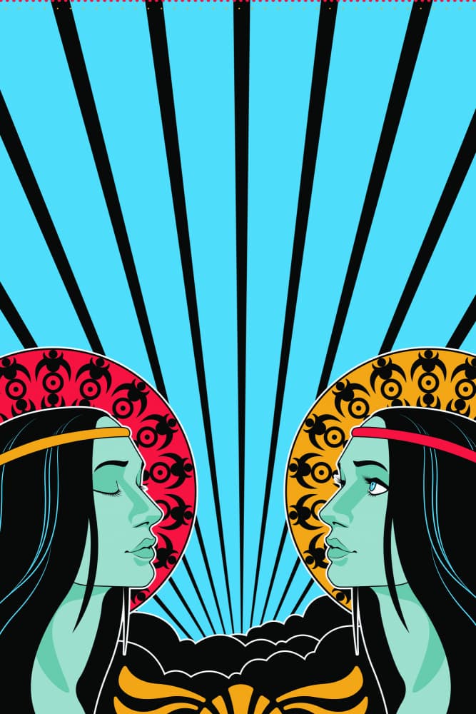 Psychedelic Sun Sisters by jay stanley — canvas wall art