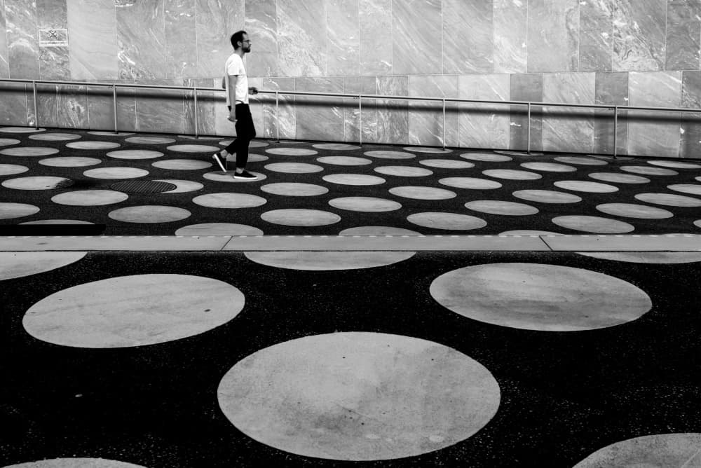 Man On Geometric Path by Anna Niemiec — canvas wall art
