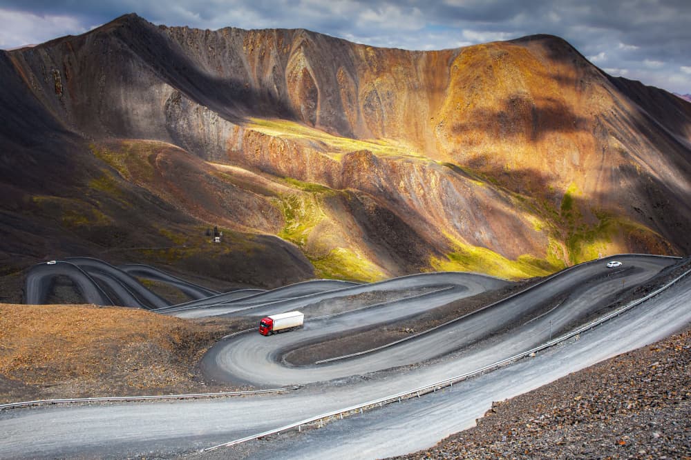 Serpentine Mountain Road by UU — canvas wall art