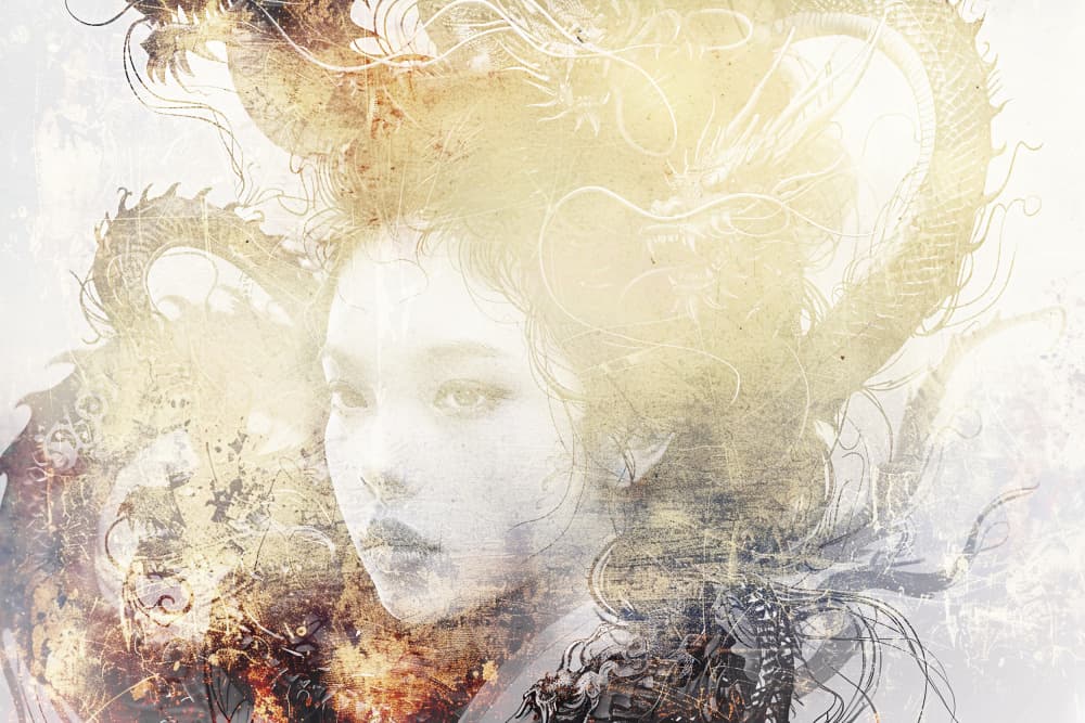 Golden Dragon Woman by Rafal Kulik — canvas wall art