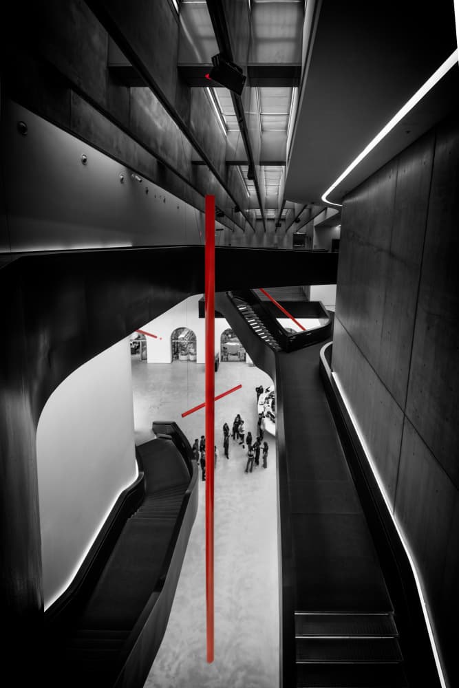 Modern Architecture Red Lines by Angel Villalba — canvas wall art