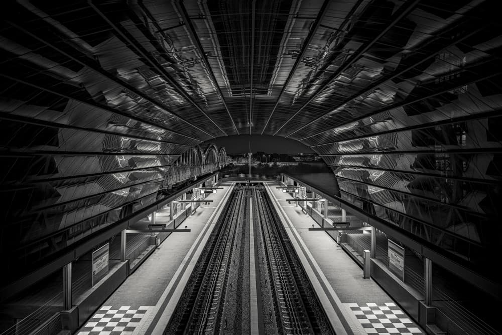 Modern Subway Tracks by Michael Eßig — canvas wall art