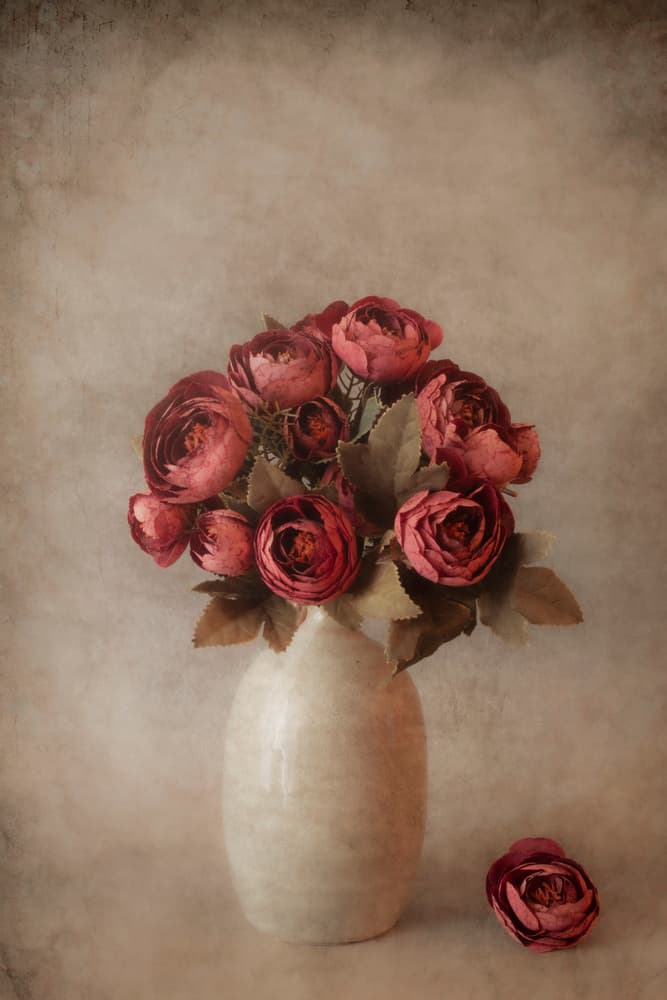 Moody Red Blooms by Cicek Kiral — canvas wall art