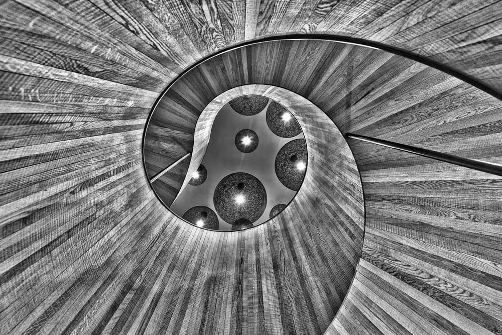 Spiral Staircase Lights by Marc Pelissier — canvas wall art