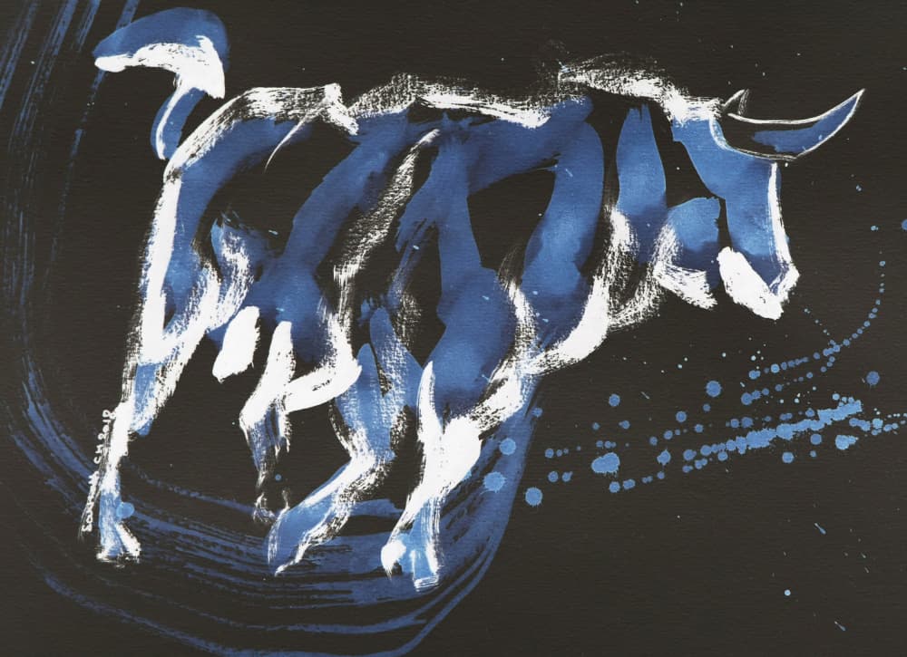 Charging Blue Bull by Santhosh ch — canvas wall art