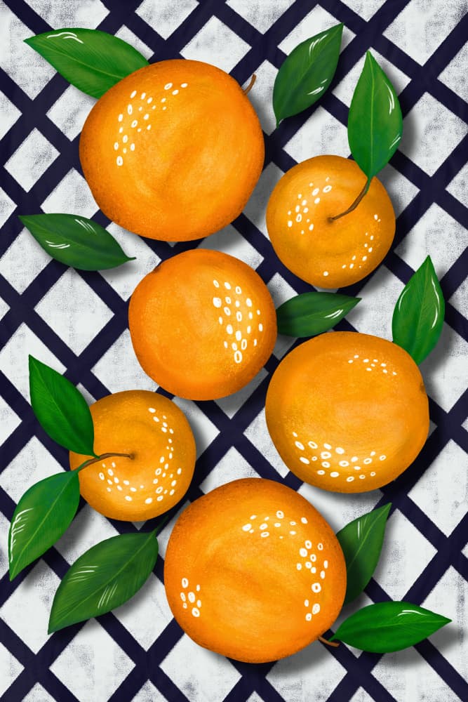 Fresh Oranges Checkered by EMELIEmaria — canvas wall art