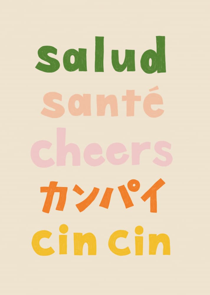 Global Cheers Words by Rio Soléy — canvas wall art