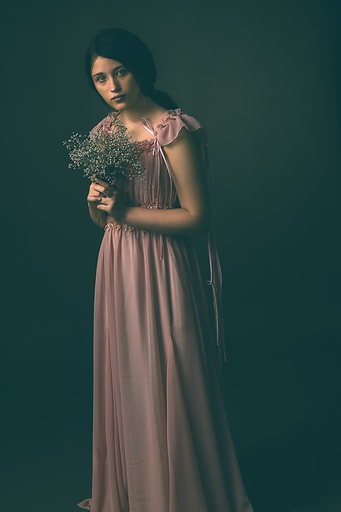Delicate Woman With Flowers by MAZAL TOV MATTY OZERI — canvas wall art