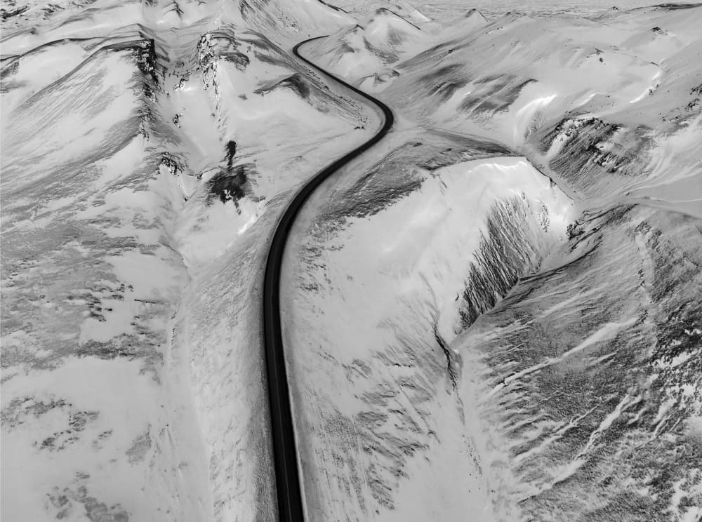Winding Winter Mountain Road by Jure Kravanja — canvas wall art