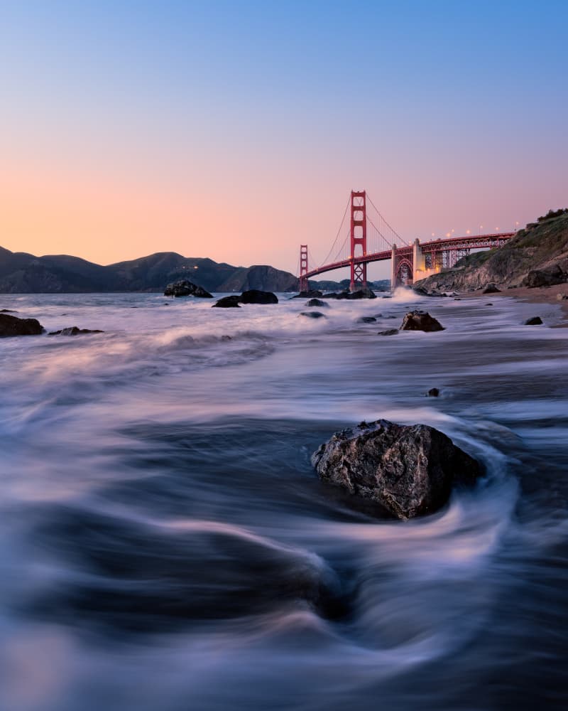 Golden Gate Sunset Waves by Yoshihiko Wada — canvas wall art