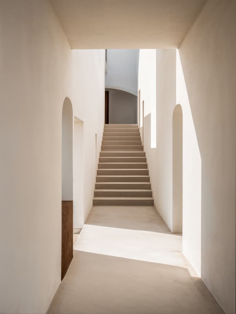 Minimalist White Staircase by Minorstep — canvas wall art
