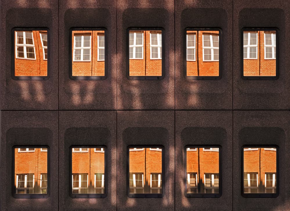 Geometric Building Reflections by Hans-Wolfgang Hawerkamp — canvas wall art