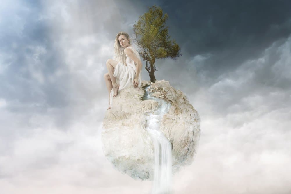 Woman on Floating Island by Eva Frey — canvas wall art