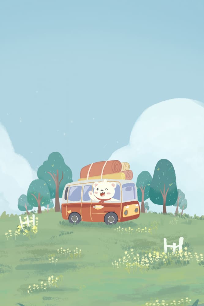 Happy Camper Bear by Xuan Thai — canvas wall art